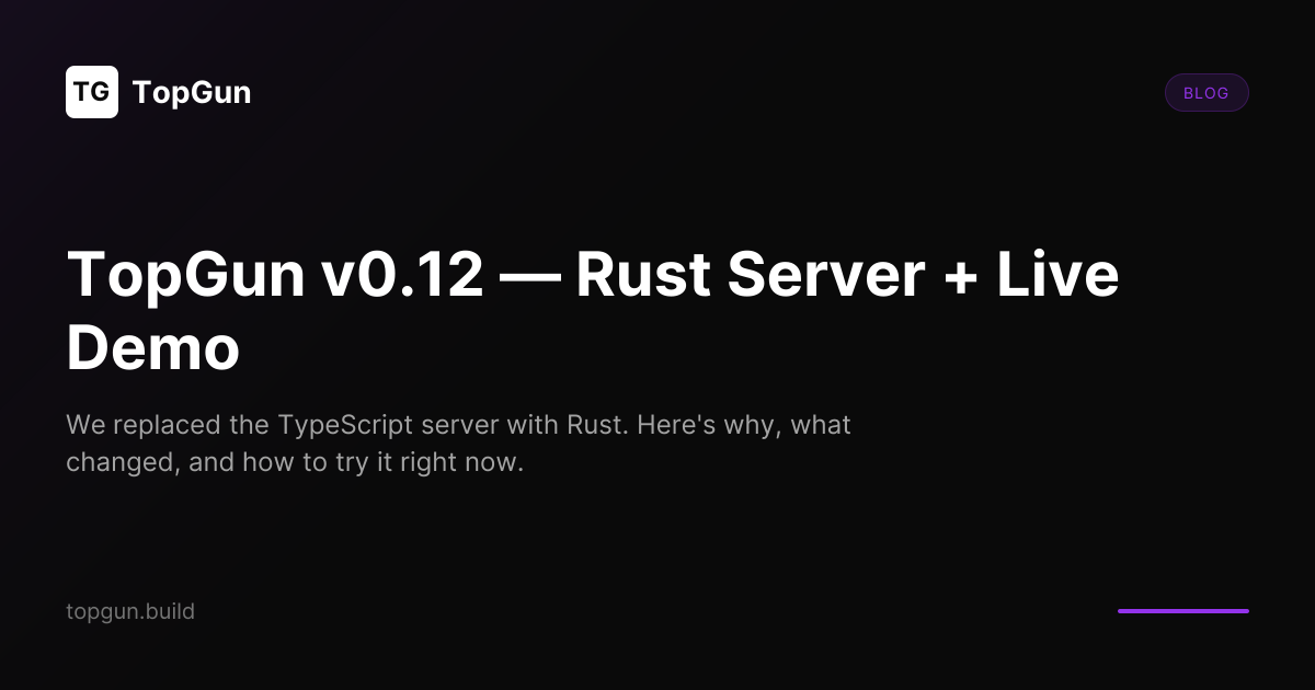 TopGun v0.12 — Rust Server + Live Demo | TopGun Blog